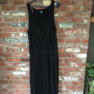 AERIE Black Wrap Stretch Knit Jogger Jumpsuit XL